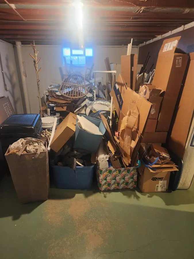 Roll-off dumpster container at job site for 4 Yard Dumpster Rental in Elmwood Park